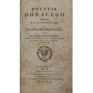 Horacy, Poezyie Horacego przełożone na język polski [...] T.I-II [1818]