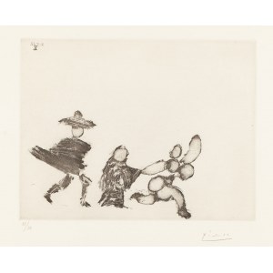 Pablo Picasso (1881 Málaga - 1973 Mougins), Jeune fille fuyant, avec la Celestine et un jeune homme aus der Serie Séries 347, 1968