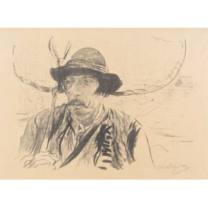 Leon Wyczółkowski (1852 Huta Miastkowska - 1936 Warschau), Hukul mit einem Netz auf der Schulter - Jaremcze, 1910