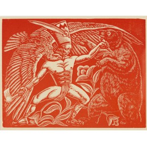 Władysław Skoczylas (1883 Wieliczka - 1934 Warschau), Walka z niedzwiedzie , 1924