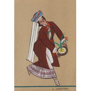 Zofia Stryjeńska (1891 Kraków - 1976 Genf), Chłopka z okolic Lublina, Blatt XXXIII aus der Mappe Polnische Bauerntrachten, 1939