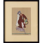 Zofia Stryjeńska (1891 Kraków - 1976 Genf), Chłopka z okolic Lublina, Blatt XXXIII aus der Mappe Polnische Bauerntrachten, 1939