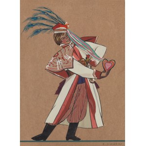 Zofia Stryjeńska (1891 Kraków - 1976 Genf), Chłop z Krakowskiego / Der Bauer aus Krakowskie, Blatt I aus der Mappe Polnische Bauerntrachten.