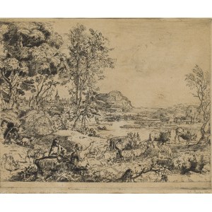 Samuel Cygler (Ziegler) (1898 Będzin - 1945 Mauthausen), Idyllische Landschaft, nach Claude Lorrain, 1924