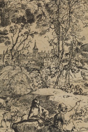 Samuel Cygler (Ziegler) (1898 Będzin - 1945 Mauthausen), Pejzaż idylliczny, według Claude'a Lorraina, 1924