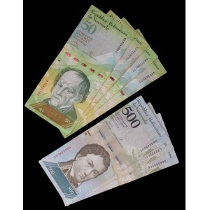 Venezuela. 7 Pcs of Fancy Serial Numbers 2010-2017 50, 500 BsF