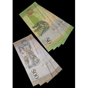 Venezuela. 7 Pcs of Fancy Serial Numbers 2010-2017 50, 500 BsF