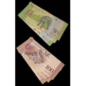 Venezuela. 6 Pcs of 50, 100 BsF 2012-2015 Fancy Serial Numbers