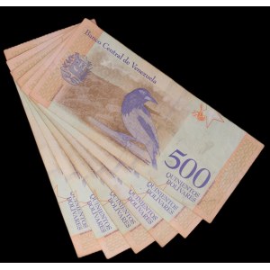 Venezuela. 6 Pcs 500 BsS 2018 Fancy Serial Numbers