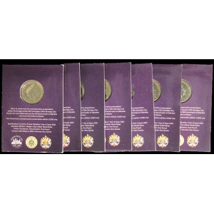 Gibraltar. 7 Pcs of 1 Pound 1926-2021 95th Birthday Elizabeth II Coin Card