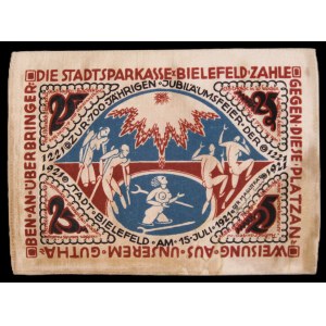 Germany. Bielefeld 25 Marks 1921 Silk Banknote