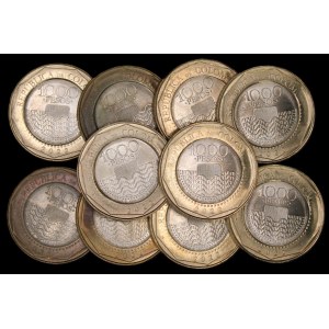 Colombia. 10 Pcs of 1000 Pesos 2022 Mint Error Filled Die at 3 O'Clock
