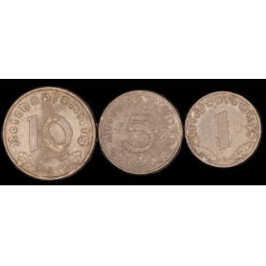 Germany. Third Reich Set 1 5 10 Reichspfennig 1940-1945