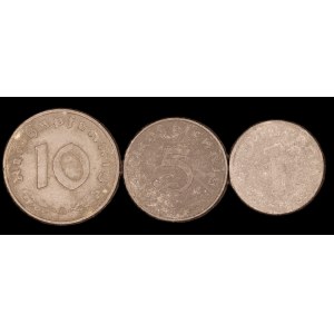Germany. Third Reich Set 1 5 10 Reichspfennig 1940-1945