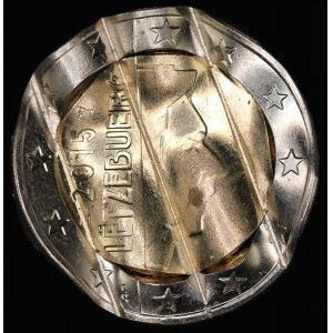 Luxembourg. 2 Euros 2015 Mint Error Waffle Cancelled