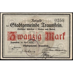 Germany. Traunstein 20 Mark 1919