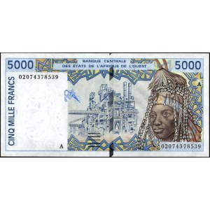 Ivory Coast. 5000 Francs 2002