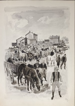Wacław Siemiątkowski (1896-1977), Na targu, 1975