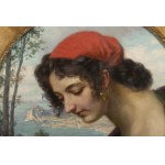 Austrian painter 19th century Young woman in southern landscape