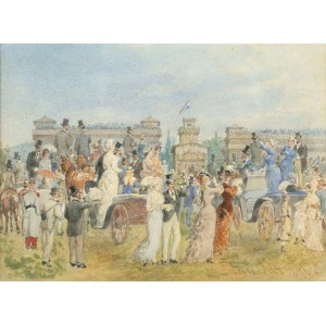 Franz Alt (1821-1905), Franz Alt (1821-1905) The Longchamp Racecourse (Hippodrome de Longchamp) at the Bois de Boulogne, Paris 1876