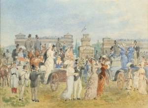Franz Alt (1821-1905), Franz Alt (1821-1905) The Longchamp Racecourse (Hippodrome de Longchamp) at the Bois de Boulogne, Paris 1876