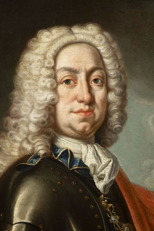 Jacopo Amigoni, Workshop Circle, PORTRAIT OF A NOBLEMAN IN ARMOUR WITH A CHAIN OF ORDERS