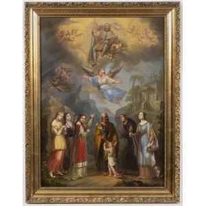 Václav Markovský (1789 Prague - 1846), Václav Markovský (1789 Prague - 1846) Biblical scene of St. Wenceslaus on the clouds surrounded by angels.