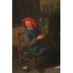Cornelis Dusart (1660-1704) - attributed to, Cornelis Dusart (1660-1704) - attributed to The Drinker with a huge wine glass