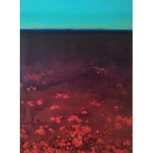 Magdalena Szilke, Pejzaż z turkusowym niebem 120x90