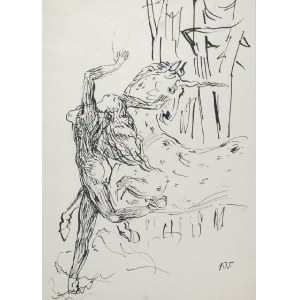 Antoni UNIECHOWSKI (1903-1976), Schwytana dziewczyna. Z cyklu Legenda o jednorożcu