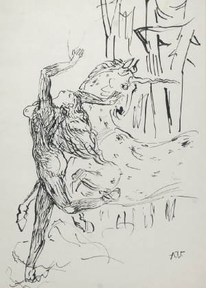 Antoni UNIECHOWSKI (1903-1976), Schwytana dziewczyna. Z cyklu Legenda o jednorożcu
