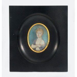 Niezidentyfikowany Miniaturzysta, Miniatura: Portret kobiety w empirowej sukience, XIX w.