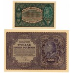 10 oraz 1.000 marek polskich 1919 - set 5 sztuk