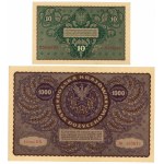 10 oraz 1.000 marek polskich 1919 - set 5 sztuk