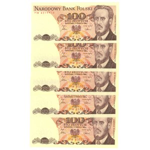 100 zloty 1986 - MW series - set of 5 pieces