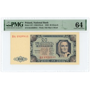 20 złotych 1948 - seria BA - PMG 64