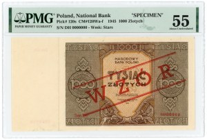 1.000 złotych 1945 - seria zastępcza Dh 0000000 - AKCEPT - PMG 55 - UNIKALNA pozycja brak w kolekcji LUCOW