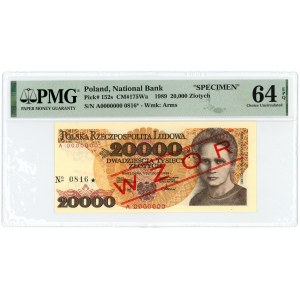 20.000 złotych 1989 - seria A 0000000 - WZÓR No 0816* - PMG 64 EPQ
