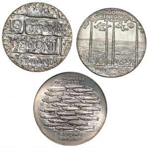 Finlandia, Zestaw 10-25 markkaa 1970-79