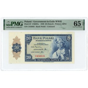 20 złotych 1939 - seria C - PMG 65 EPQ