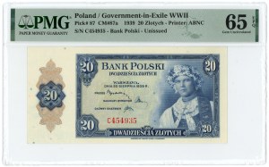 20 złotych 1939 - seria C - PMG 65 EPQ