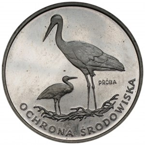100 złotych 1982 - Ochrona środowiska - Bociany - PRÓBA Srebro