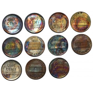 USA - 1 cent (1944-1981) - set of 11 coins - Rainbow patina.