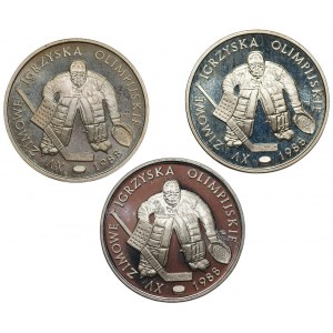 500 złotych 1987, Calgary 1988 - zestaw 3 sztuk monet