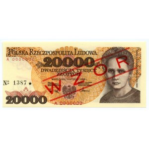 20.000 złotych 1989 - seria A 0000000 - WZÓR No 1387*