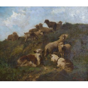 Carl Phillip Weber (1850 - 1921), Pejzaż z trzodą