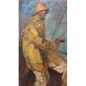 Harry Schultz (1874 Elbląg - 1958 Hausham), Autoportret przy sterze
