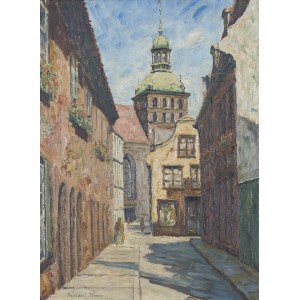 Willibald Werner (1868-?), View of St. Brigid's Church in Gdansk from the side of the former Malarska Street