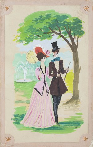 Witold Chmielewski (1910 Warszawa-1985), Zestaw 4 projektów ilustracji książkowych, l. 50.-60. XX w.