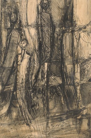 Henryk Mądrawski (1933 Osusznica-2009 Gdańsk), Kompozycja z postaciami, 1964